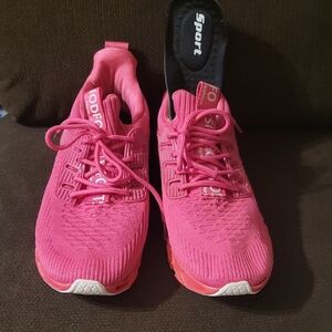 TSIODFO Women's Pink Lace Up Running Shoes